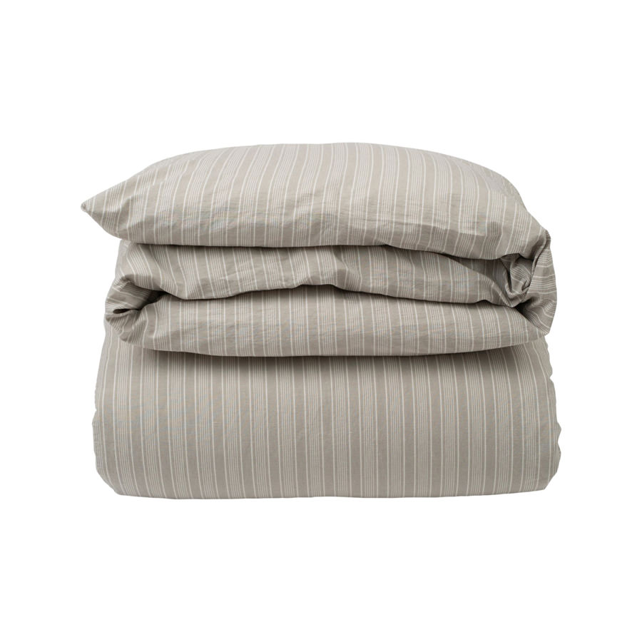 Light Gray Striped Cotton Linen Duvet 155x220