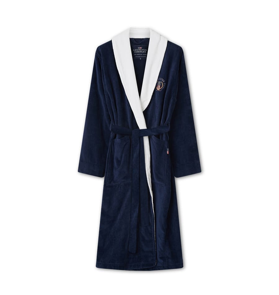 Lexington Velour Robe XS Blue/White