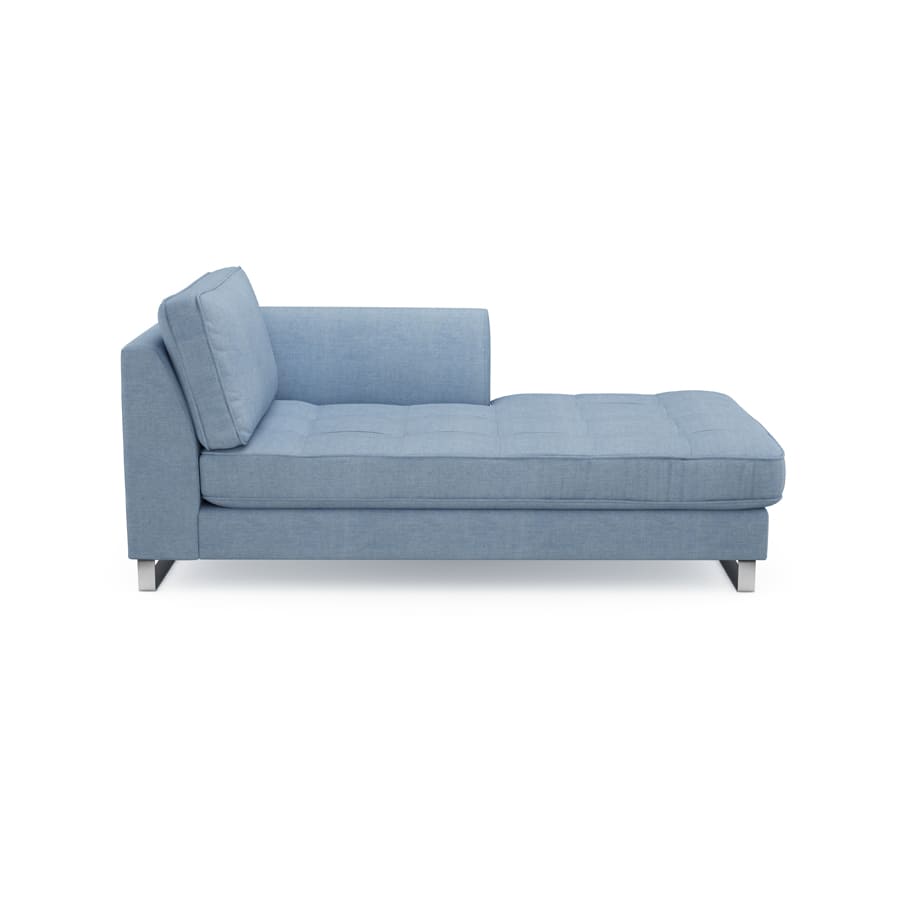 West Houston Chaise Longue Right, washed cotton, ice blue