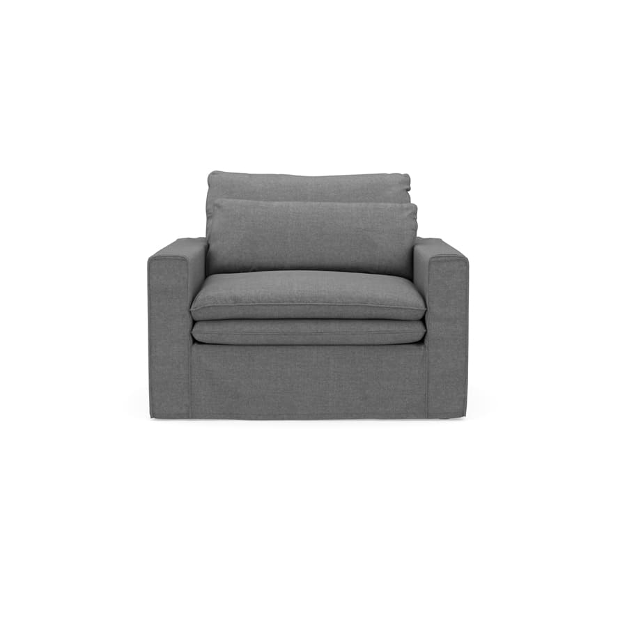 Continental Love Seat, washed cotton, grey