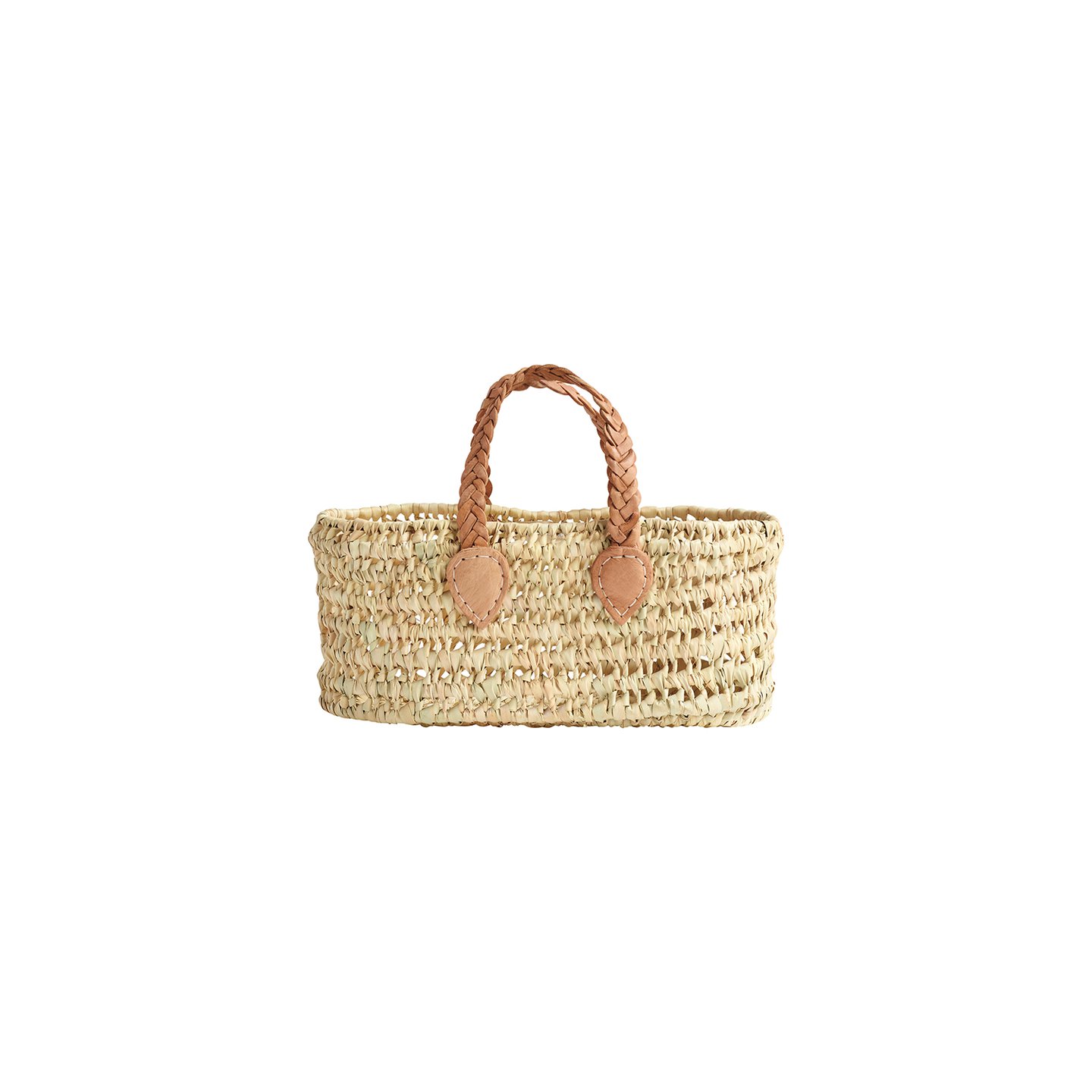 Basket w.Leather 40x20 natural