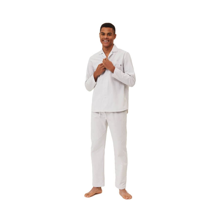 Pajama Set organic XL gray/white