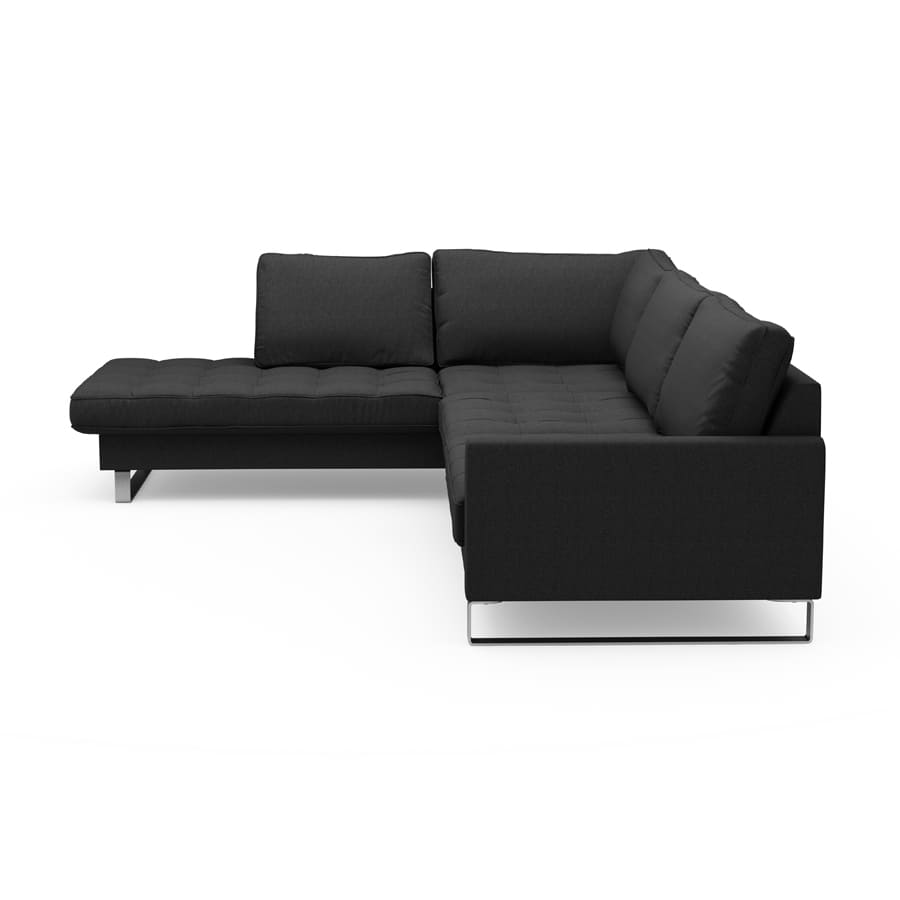 West Houston Corner Sofa Chaise Longue Left, oxford weave, basic black