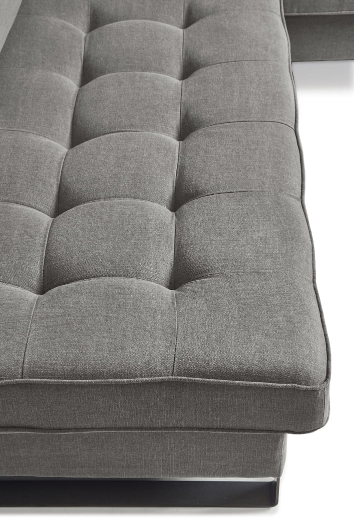 West Houston Ecksofa Chaise Longue Links, Baumwolle Grey