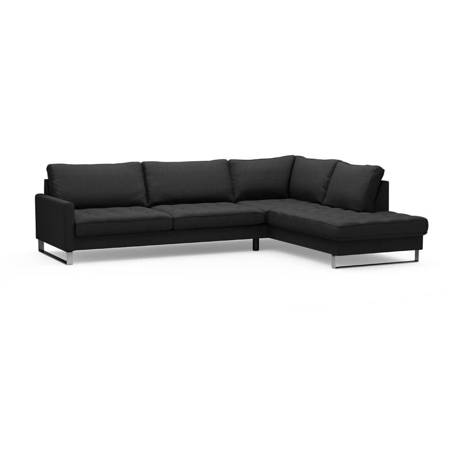 West Houston Corner Sofa Chaise Longue Left, oxford weave, basic black