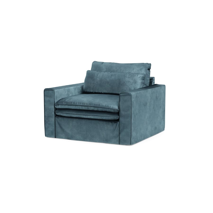Continental Love Seat, velvet, petrol