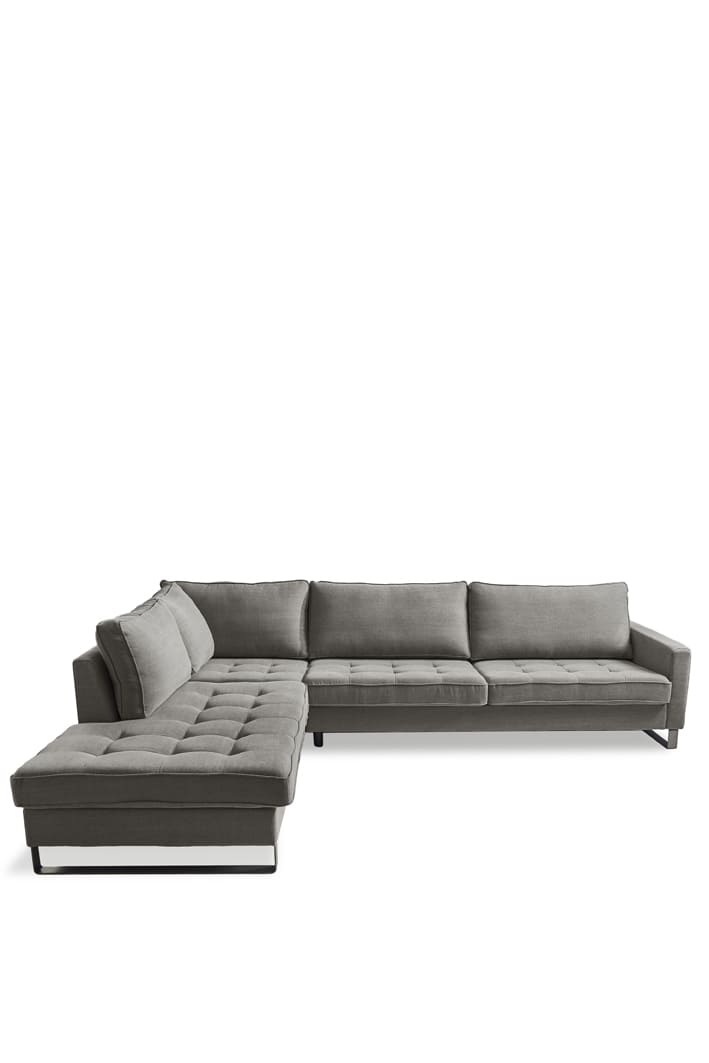 West Houston Ecksofa Chaise Longue Links, Baumwolle Grey