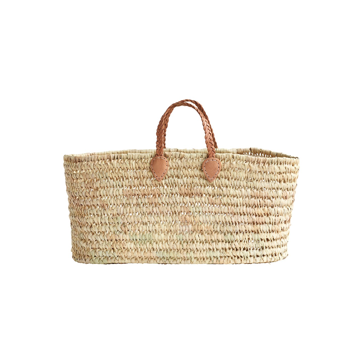 Basket w.Leather 60x30 natur