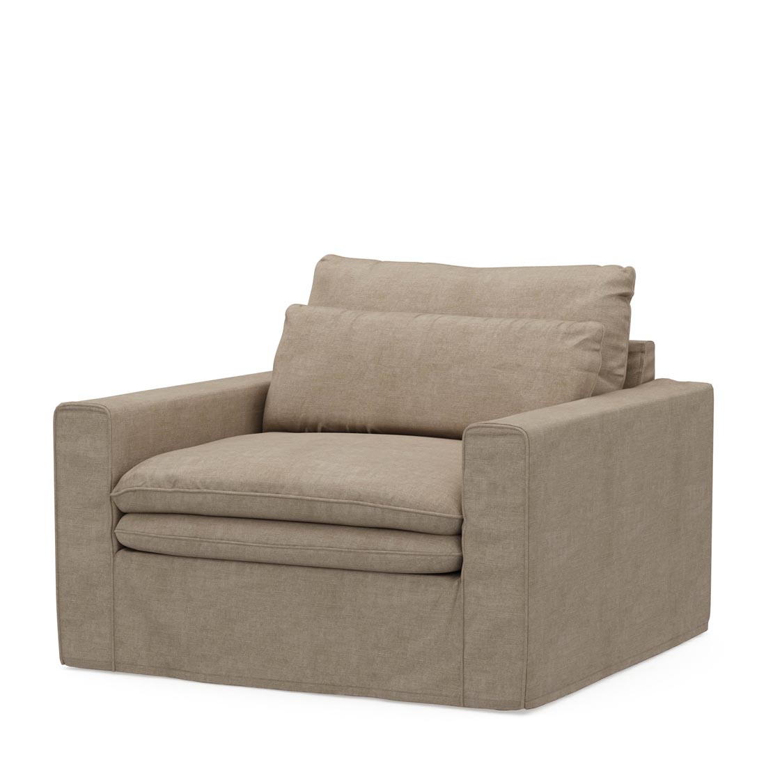 Continental Love Seat, washed cotton, natural