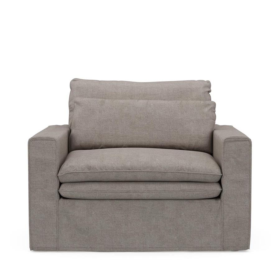 Continental Love Seat, washed cotton, stone