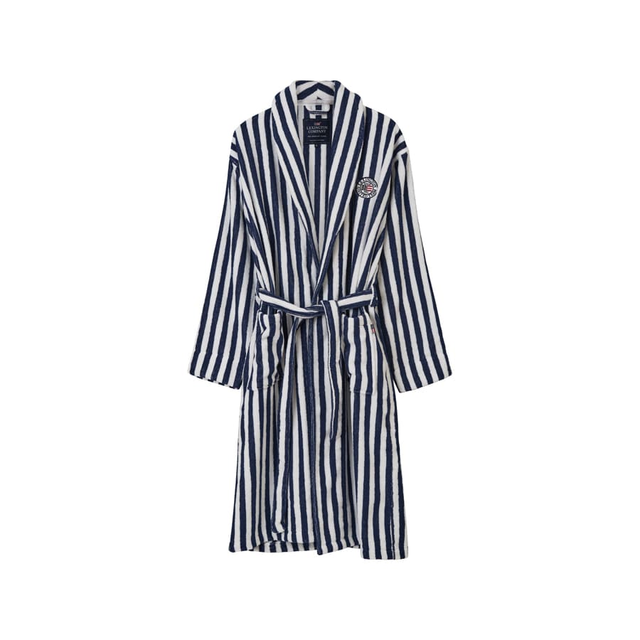 Striped Terry Robe S blue/whit