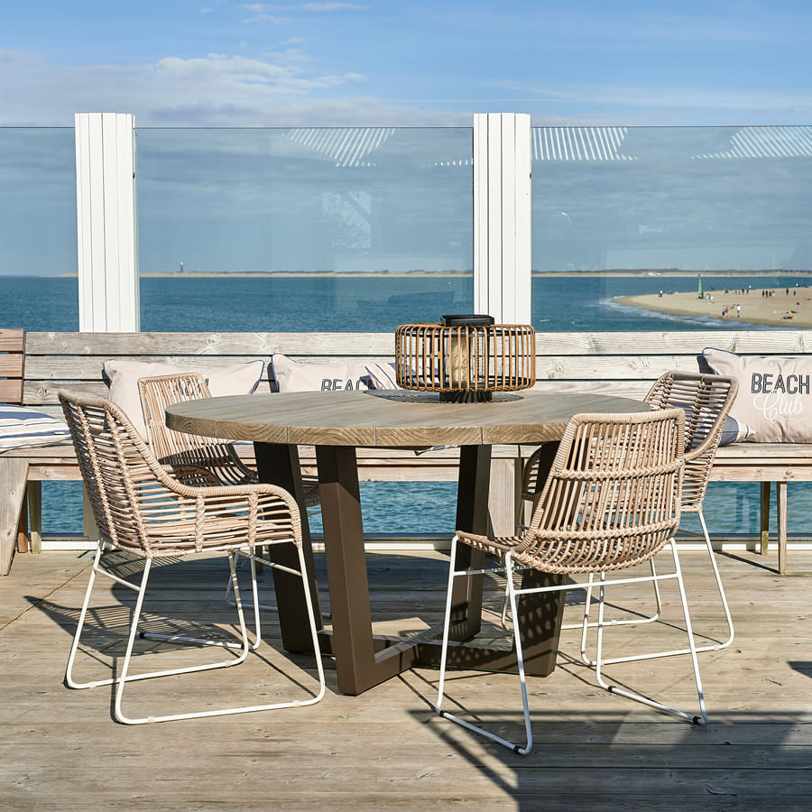Bondi Beach Outdoor Round Dining Table Dia 140, grey