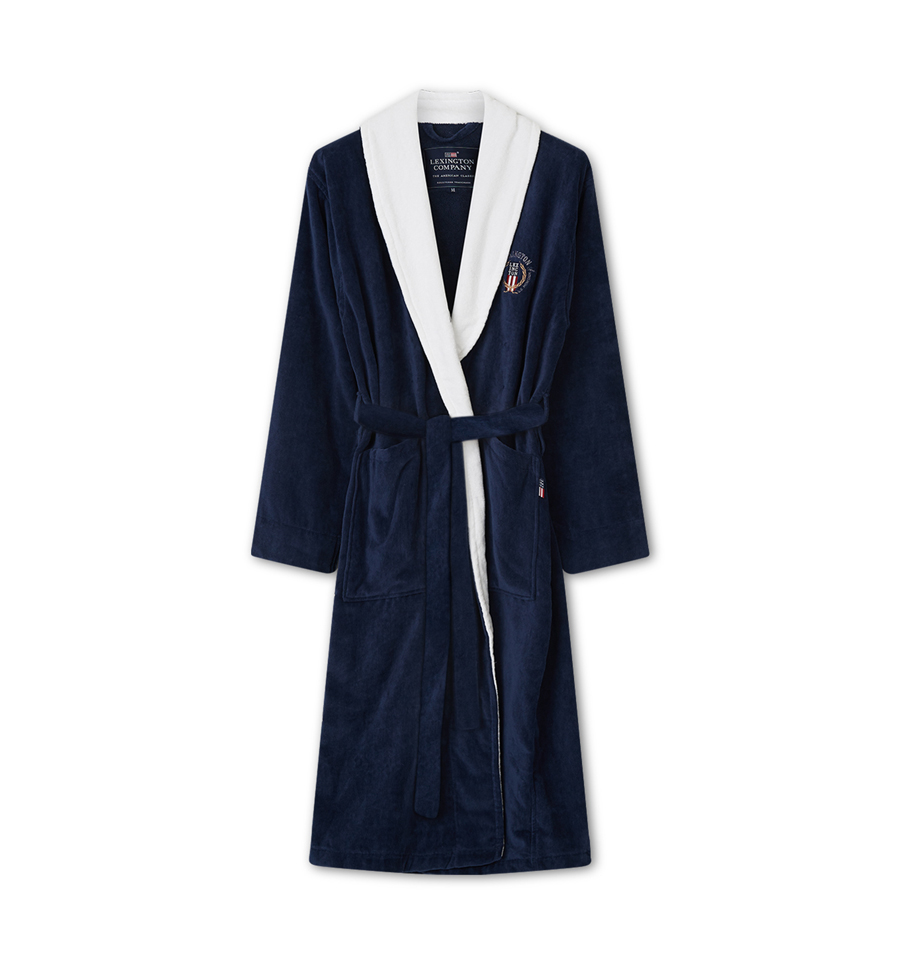 Lexington Velour Robe XL Blue/White