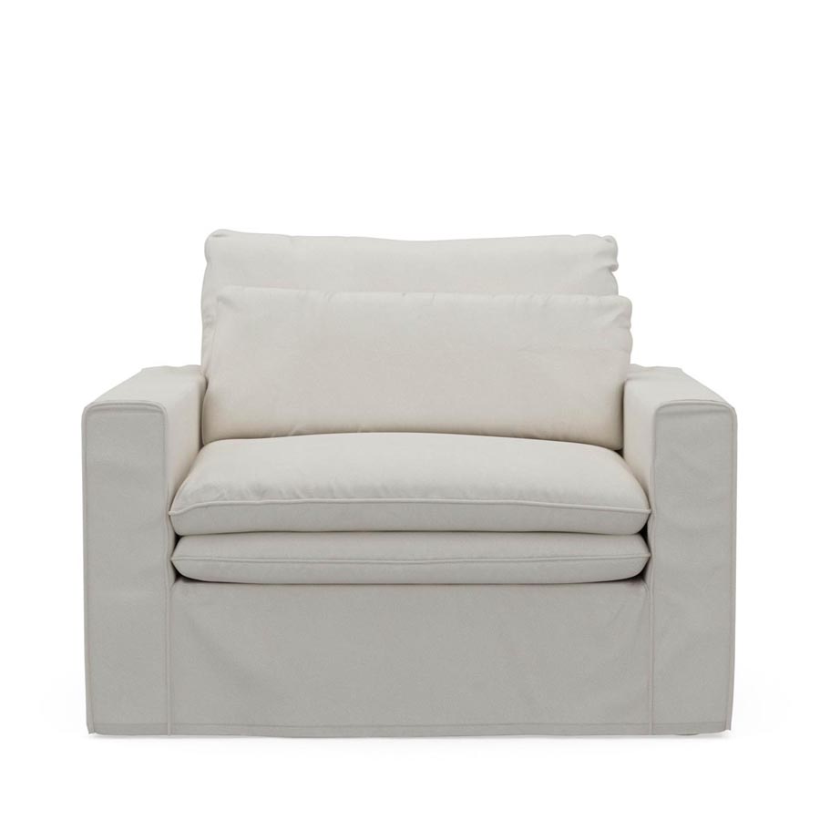 Continental Love Seat, oxford weave, alaskan white
