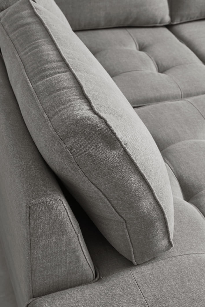 West Houston Ecksofa Chaise Longue Links, Baumwolle Grey