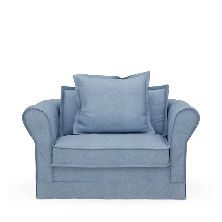 Carlton Love Seat, washed cotton, ice blue