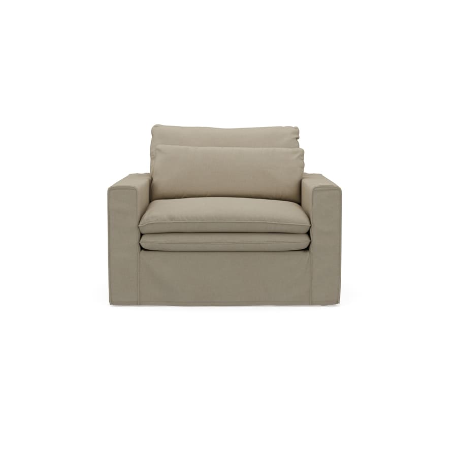 Continental Love Seat, oxford weave, flanders flax