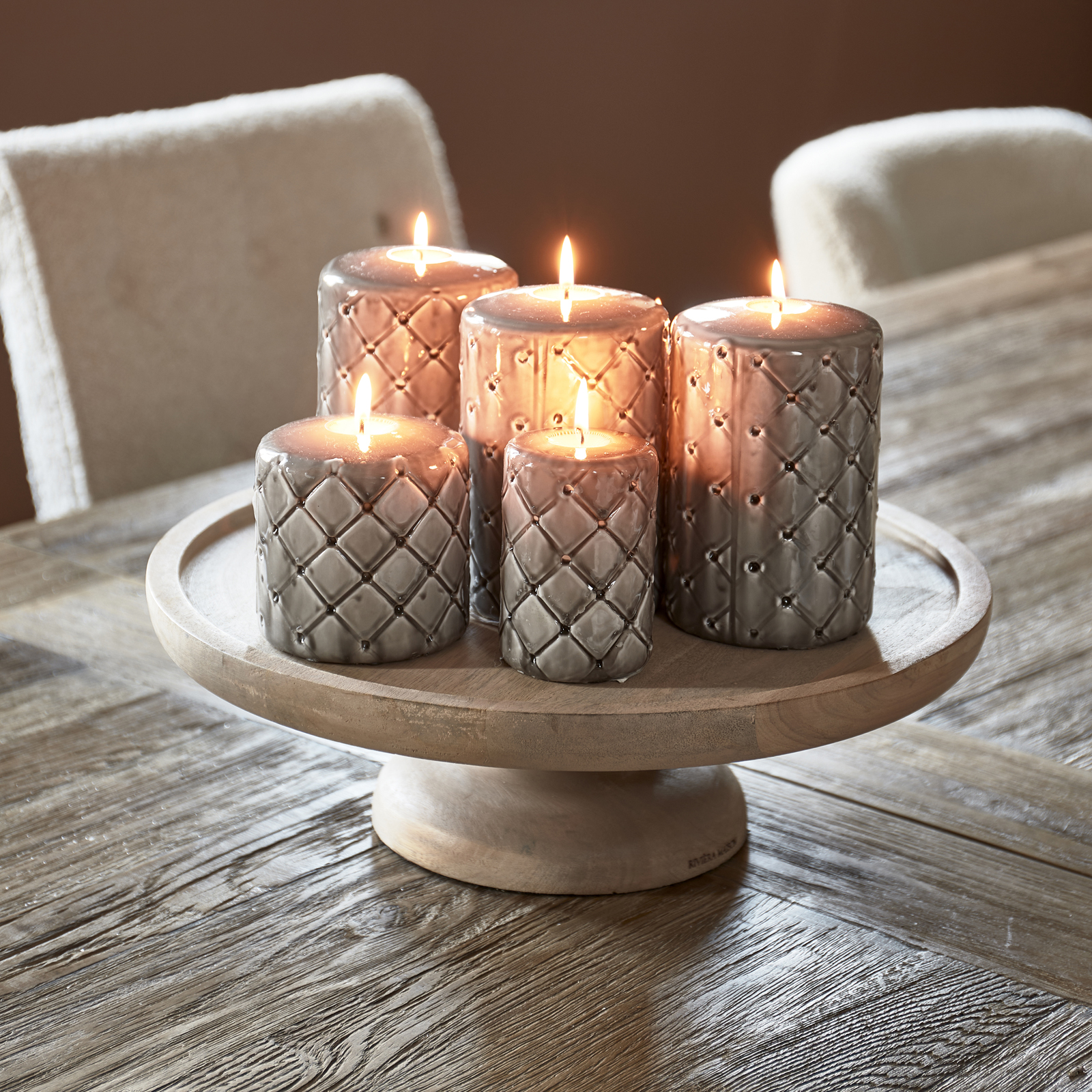 Pillar Candle Padded flax 15