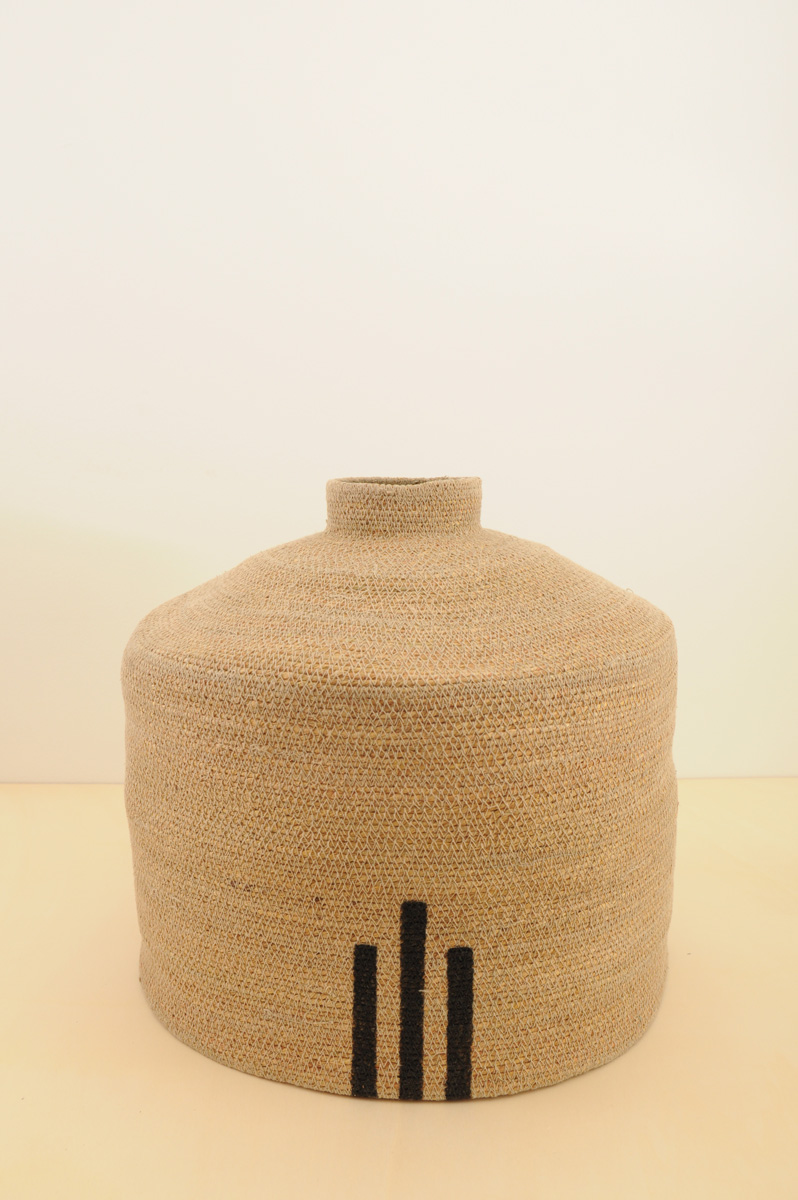 Korb naturel 3 schw.Linien H37