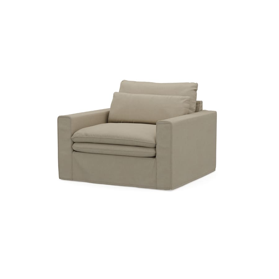 Continental Love Seat, oxford weave, flanders flax
