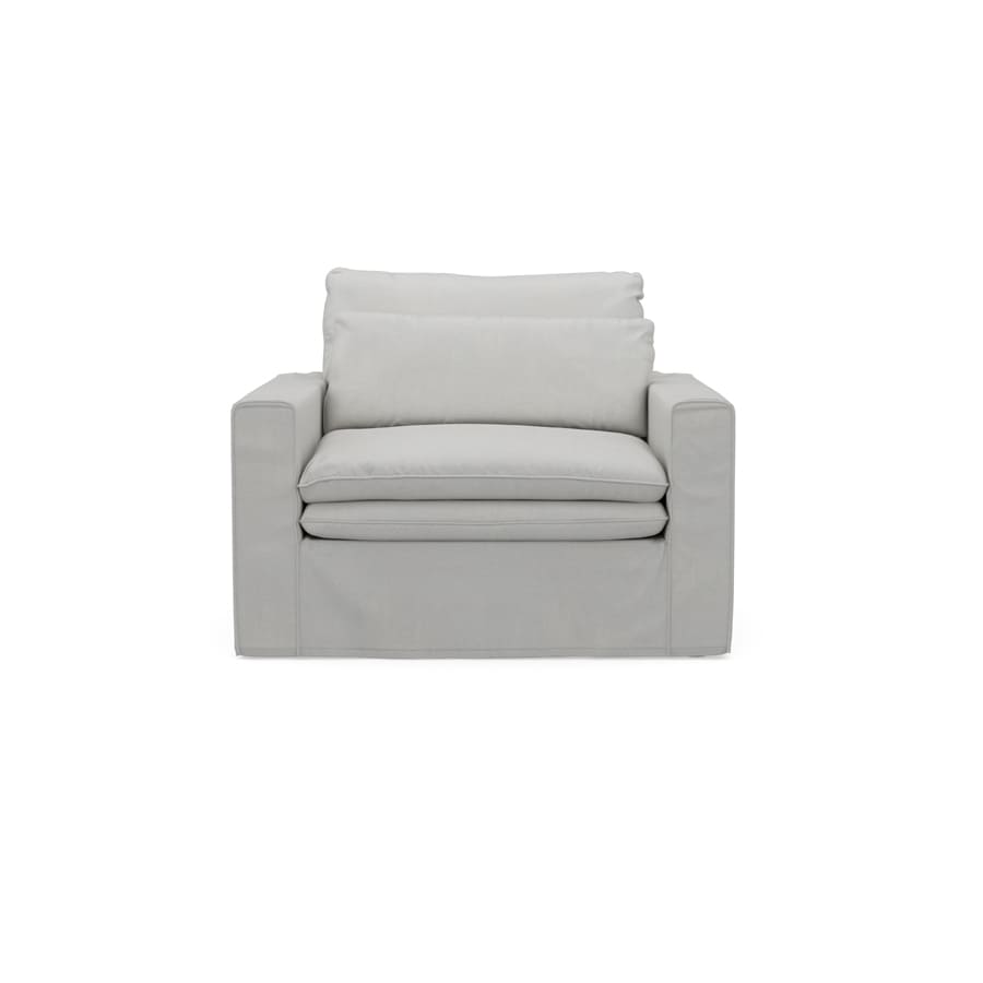Continental Love Seat, washed cotton, ash grey