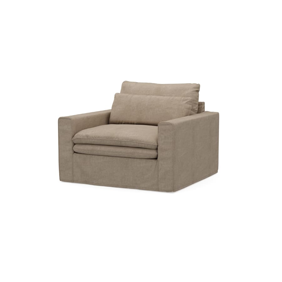 Continental Love Seat, washed cotton, natural