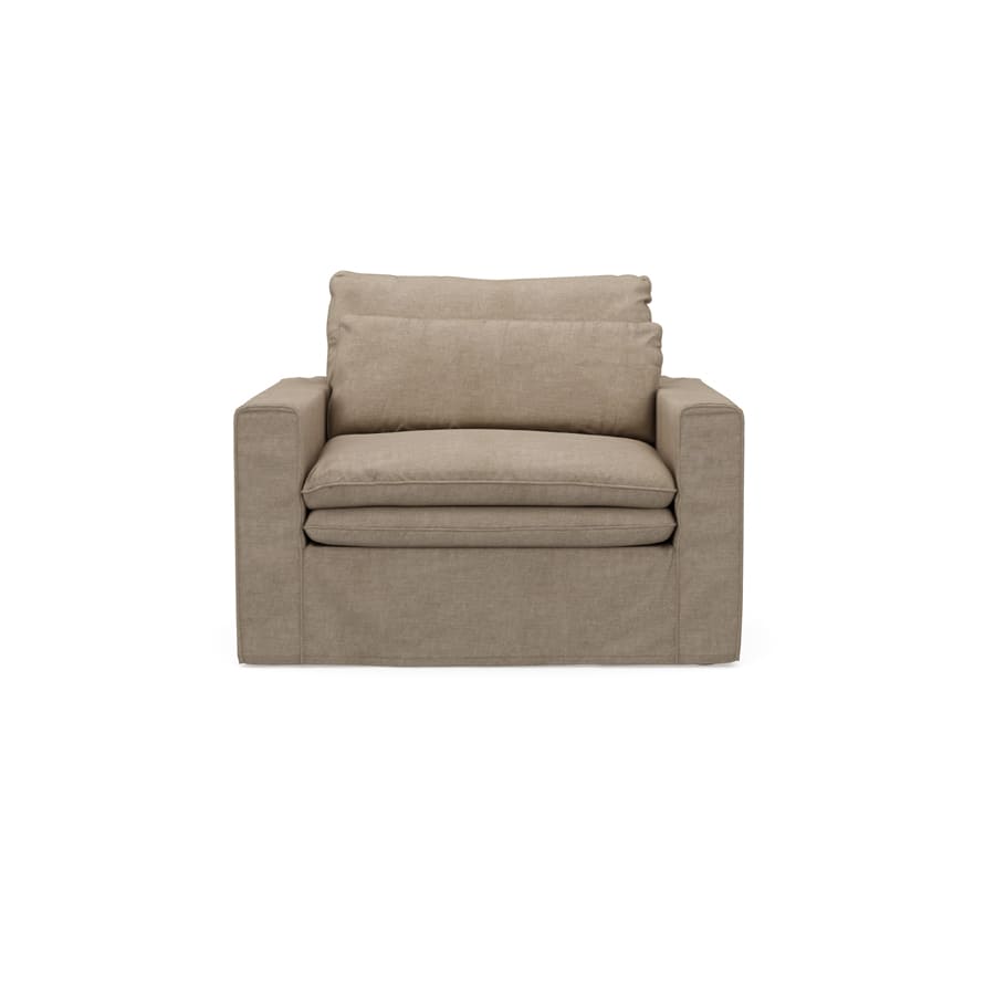 Continental Love Seat, washed cotton, natural