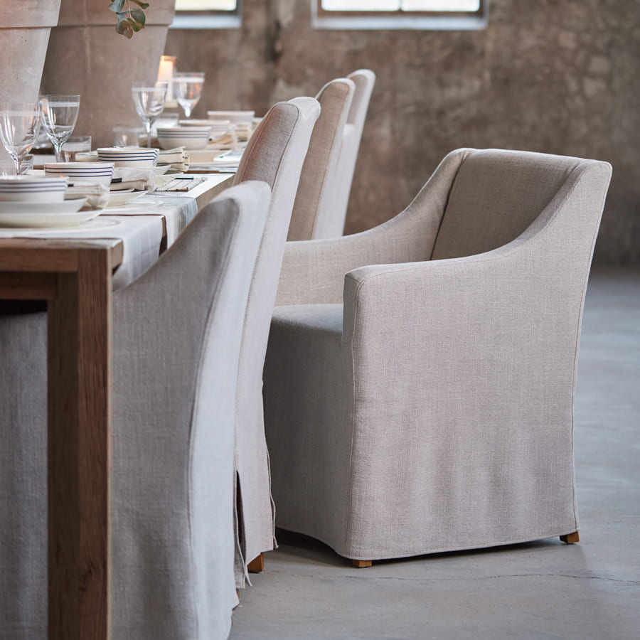 Firenze Dining Armchair with Loose Cover Fabulous Flax