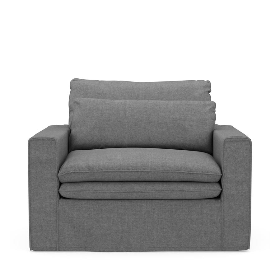 Continental Love Seat, washed cotton, grey