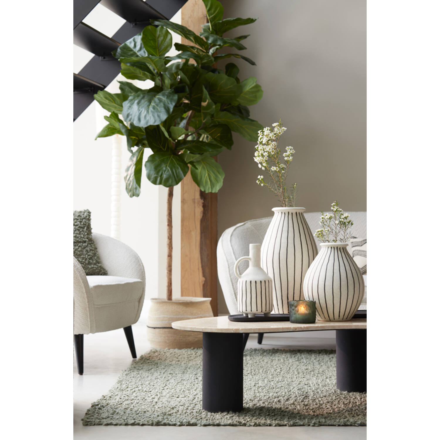 Vase Diphu H43 creme-schwarz