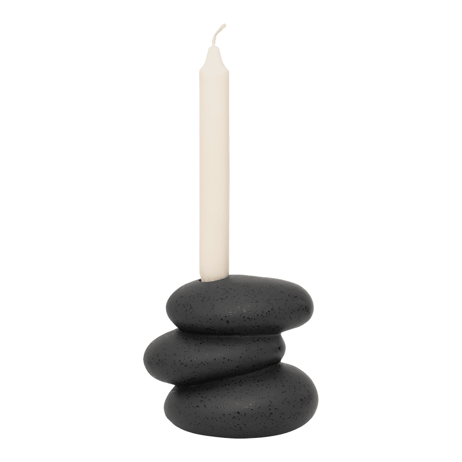 Candle Holder Pebbles black