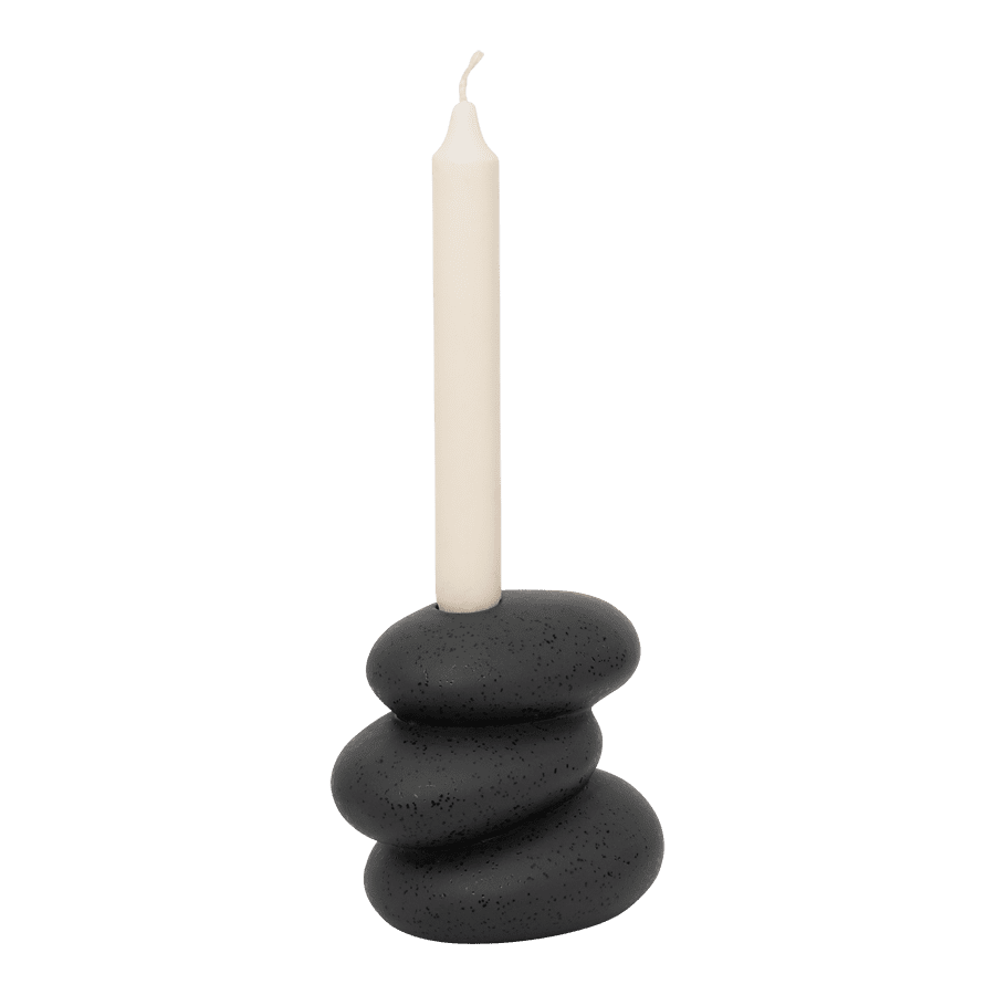 Candle Holder Pebbles black