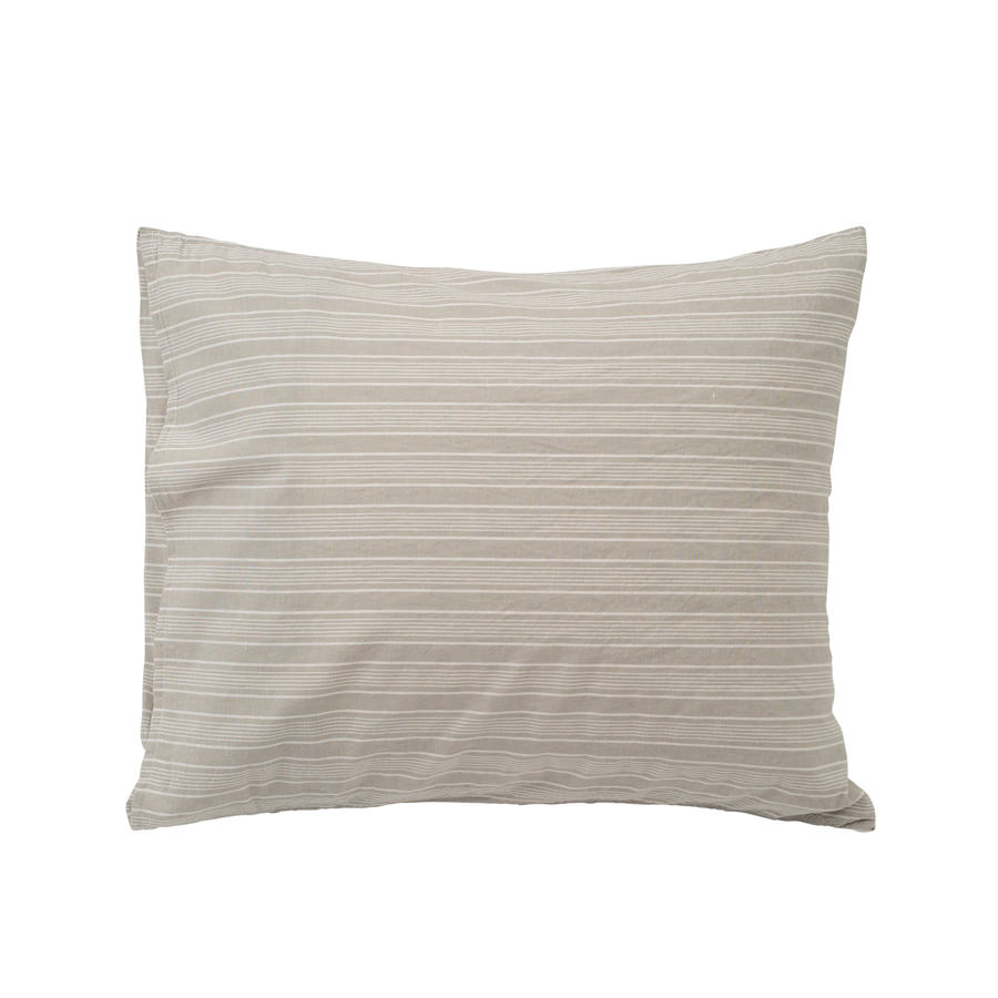 Light Gray Striped Cotton Linen Pillowcase 40x80
