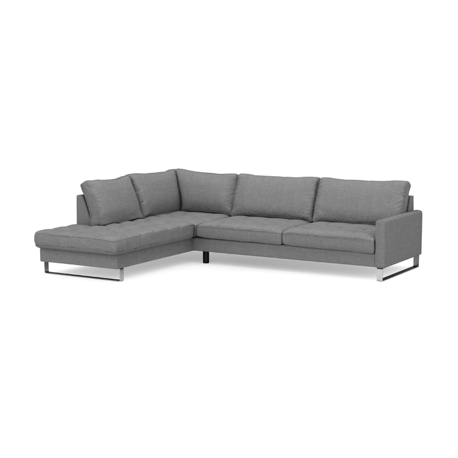 West Houston Ecksofa Chaise Longue Links, Baumwolle Grey