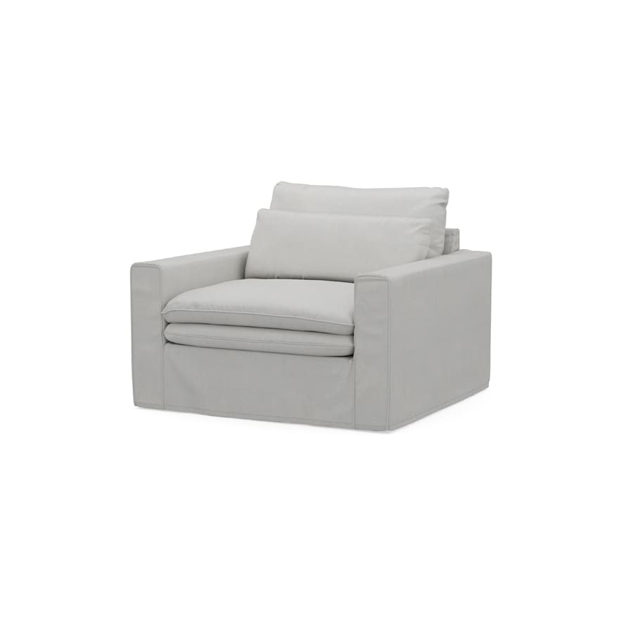 Continental Love Seat, washed cotton, ash grey