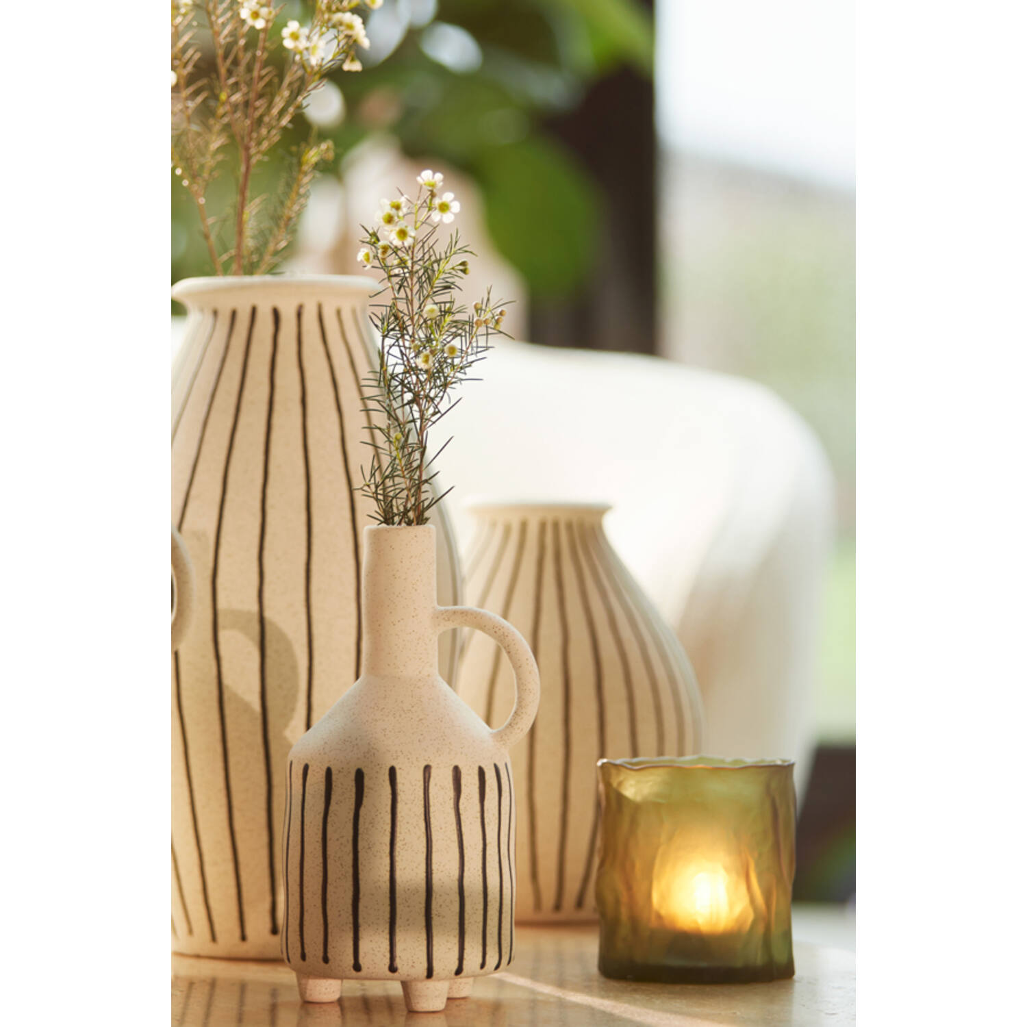 Vase Jonai creme-schwarz