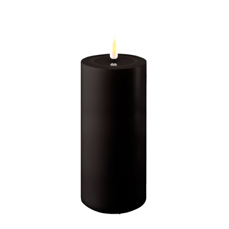 LED-Kerze schwarz 7,5x15 außen