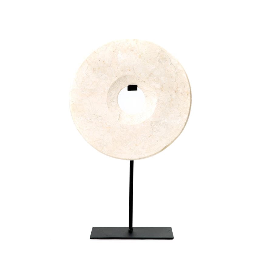 Marble Disc on Stand white L