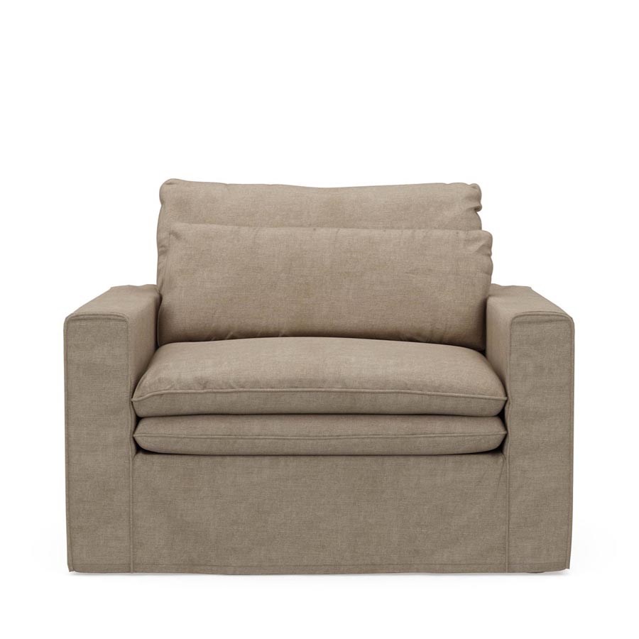 Continental Love Seat, washed cotton, natural