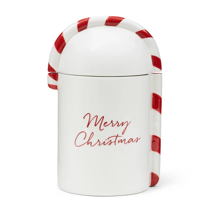 Christm.Candy Cane Storage Jar