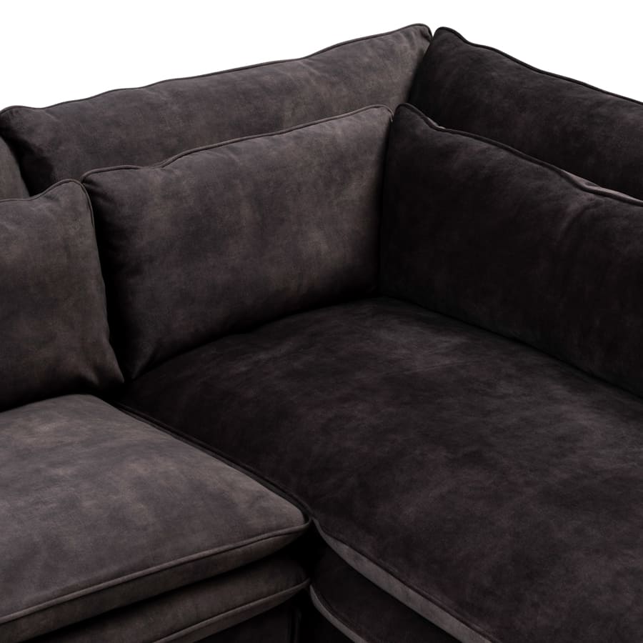 Continental Corner Sofa Right, velvet, grimaldi grey