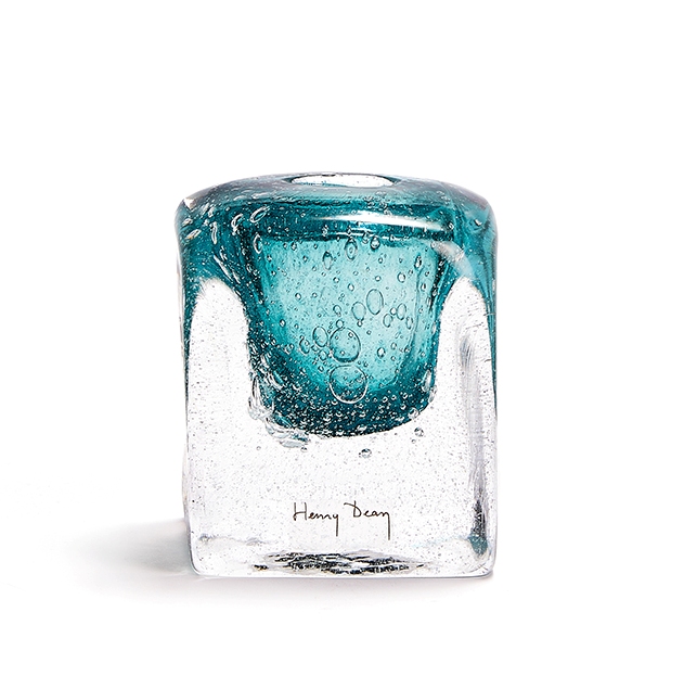 Vase Cube azul w.bells  D8/H10