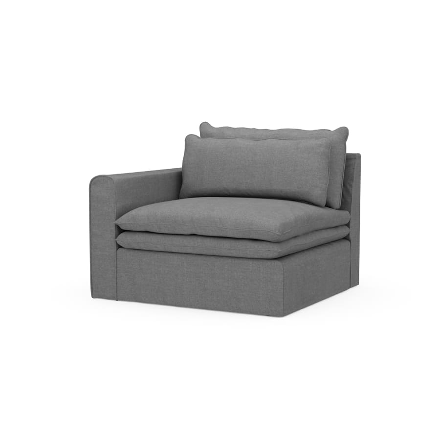 Continental Corner Left,  washed cotton, grey