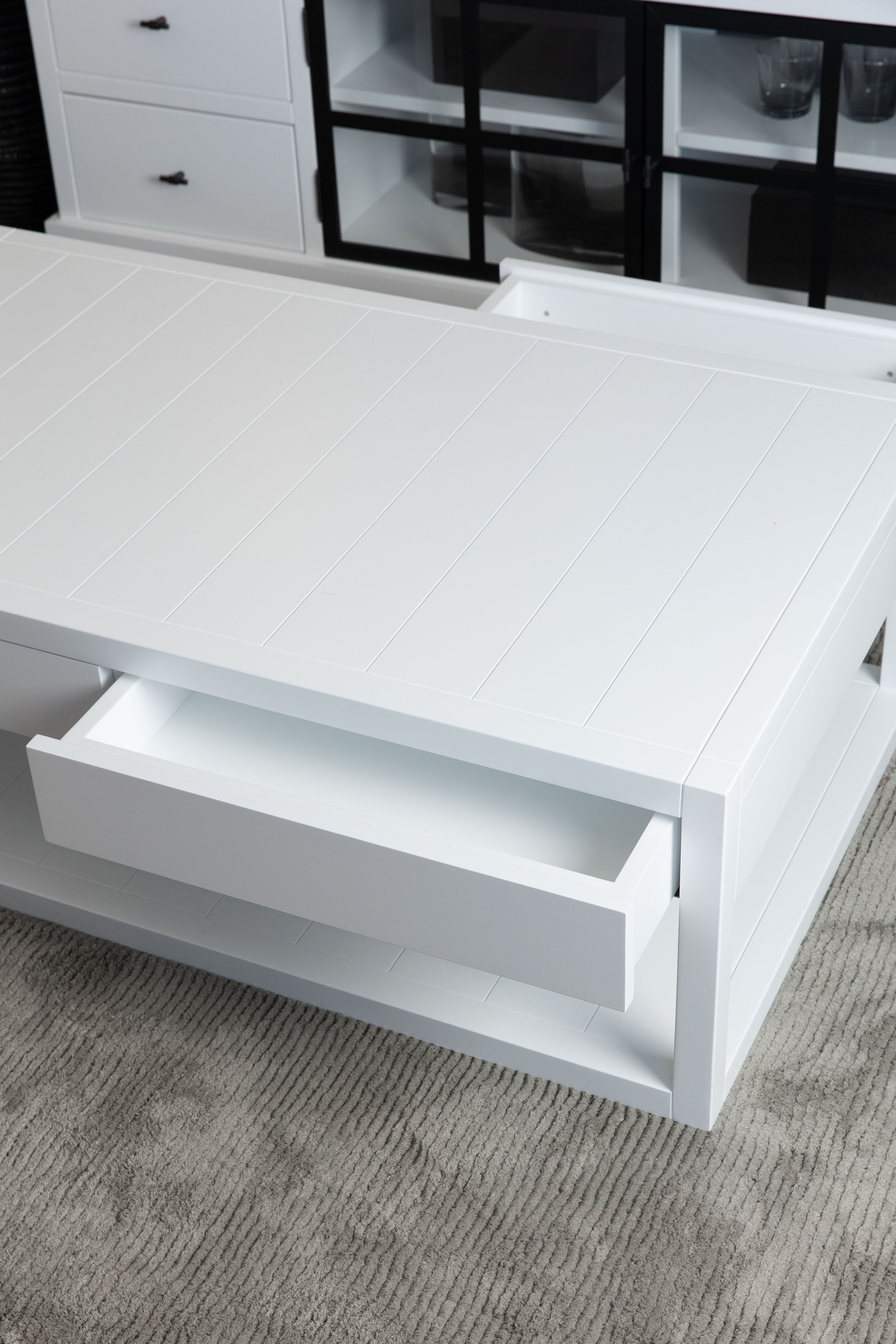 Coffeetable 120 with Drawers white
