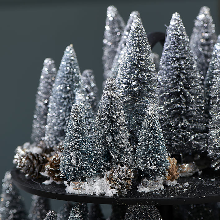 Sparkling Forest Decoration Trees silver