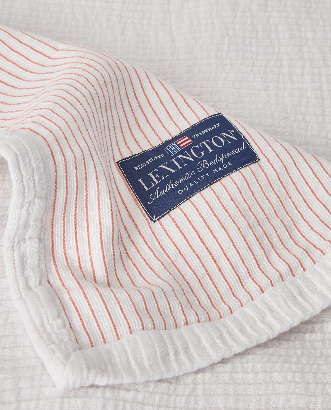 Striped Bedspread 160x240 White/Coral