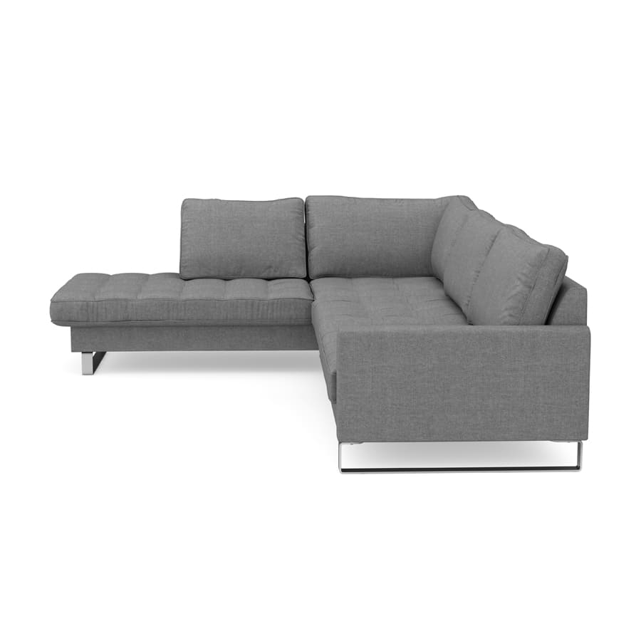 West Houston Ecksofa Chaise Longue Links, Baumwolle Grey