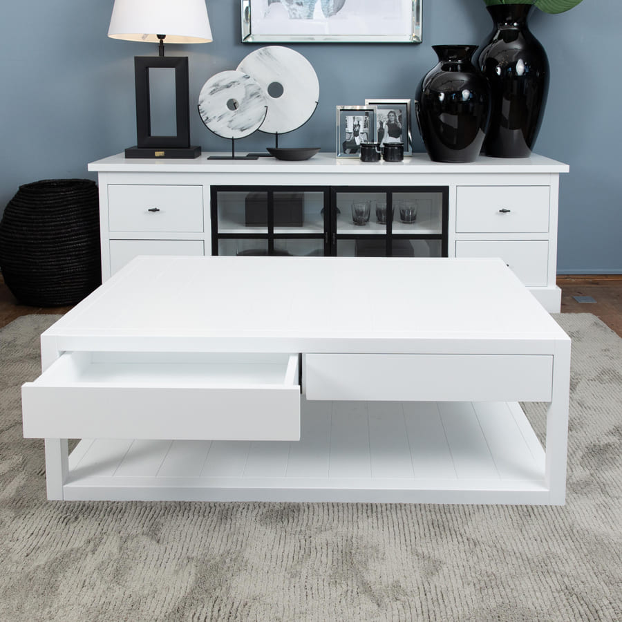 Coffeetable 120 with Drawers white