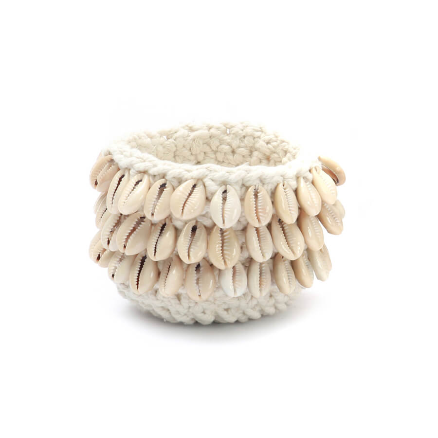 Cowrie Macrame Candle Holder S