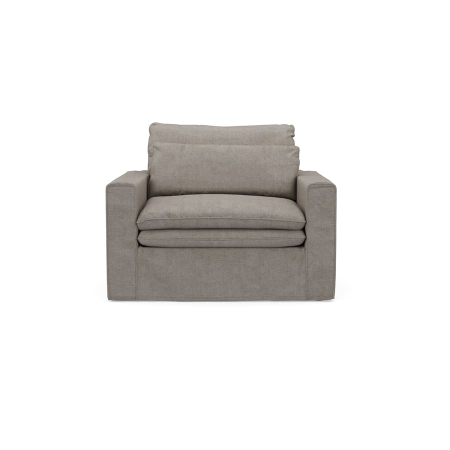 Continental Love Seat, washed cotton, stone